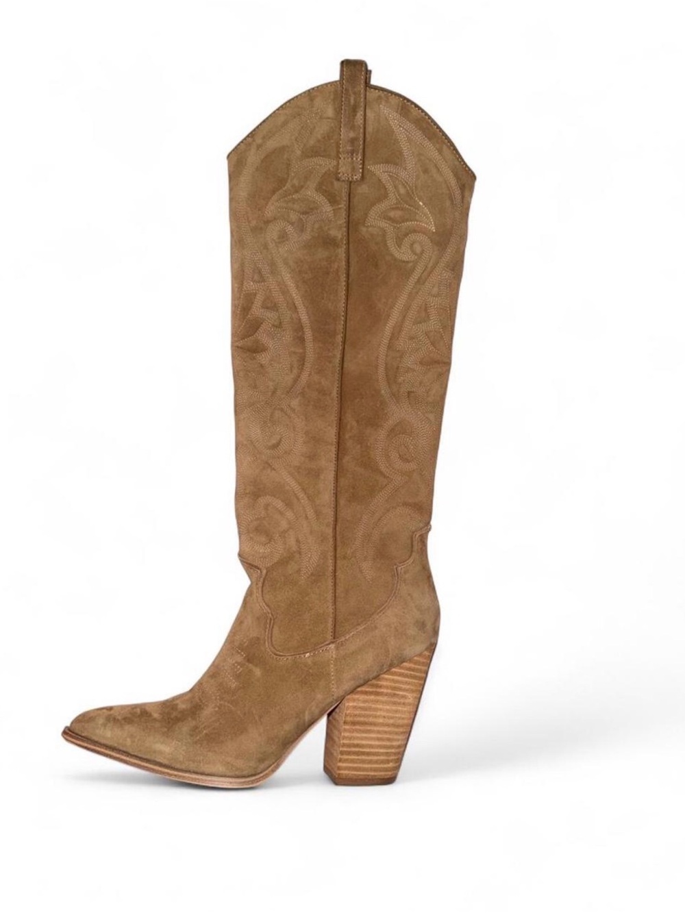Steve Madden Suede “Lasso” Western Knee-High Boot - Women 8 in Chestnut